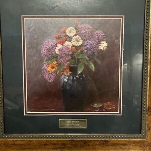 Thomas Kinkade Lilac Bouquet Floral Print - Purple, Cream & Orange